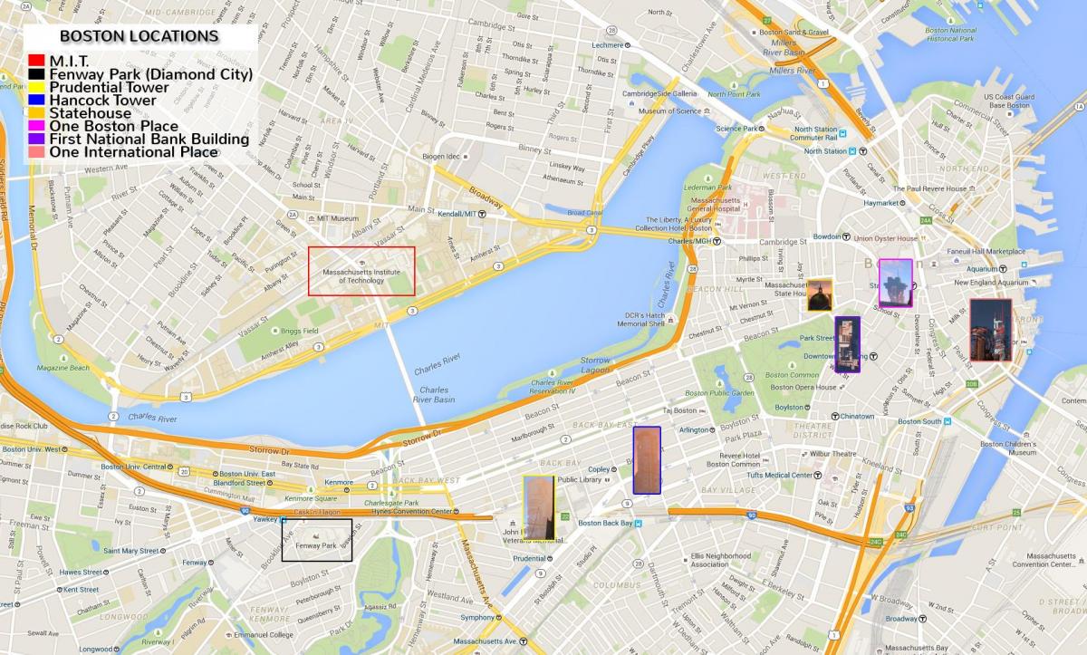 žemėlapis centro Bostone