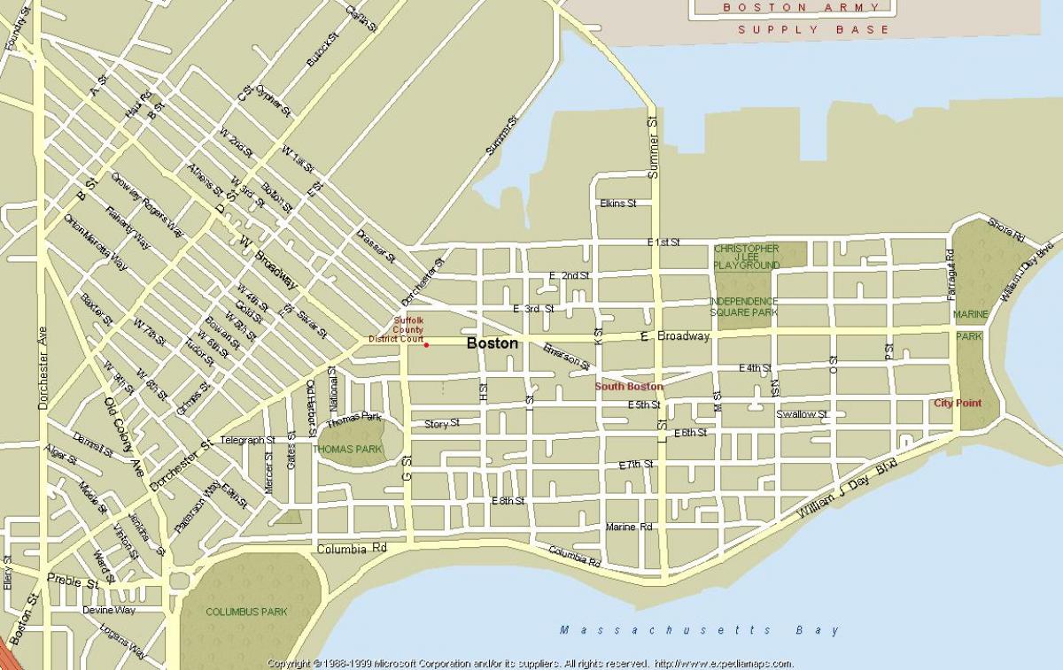 žemėlapis south Boston