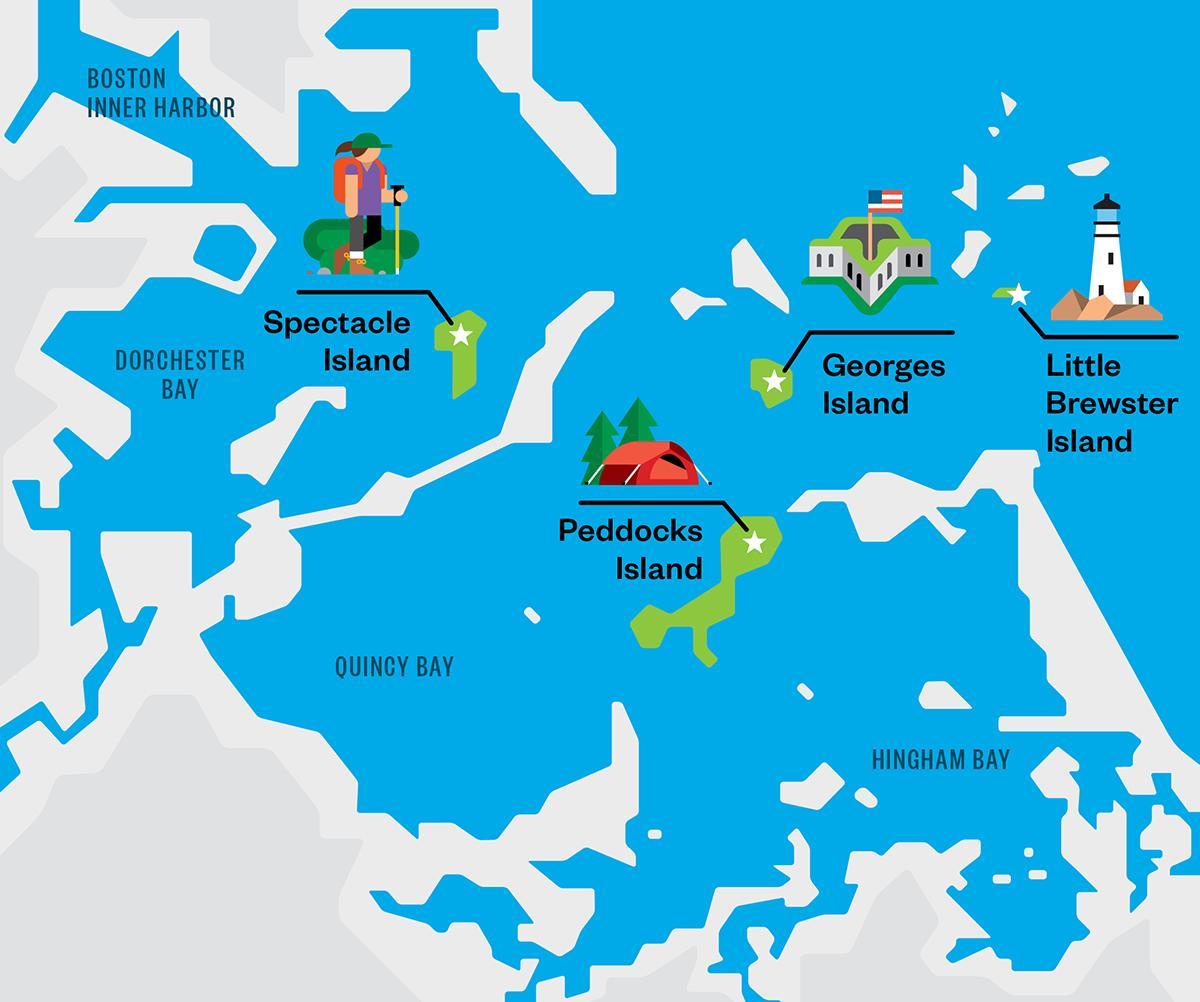 žemėlapis Boston harbor islands