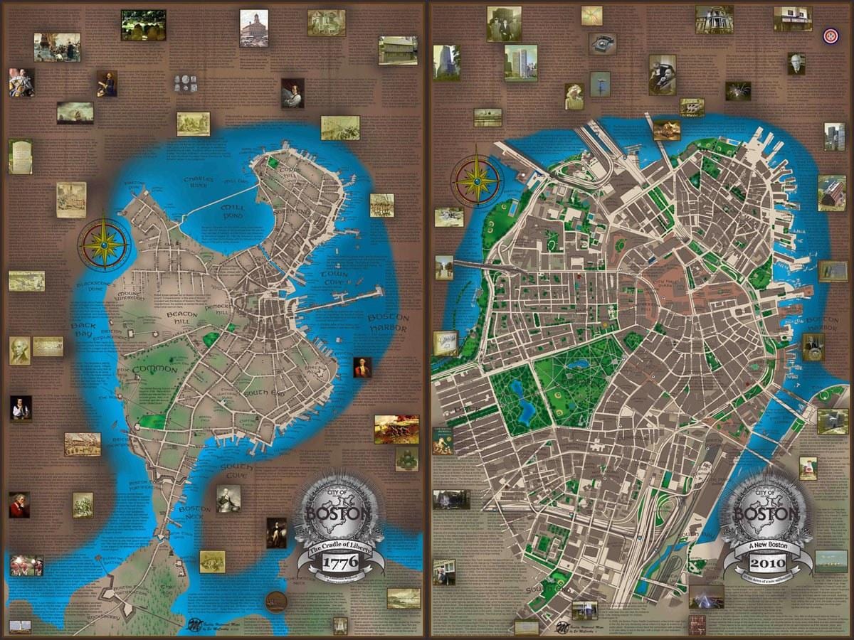 žemėlapis Bostono 1776
