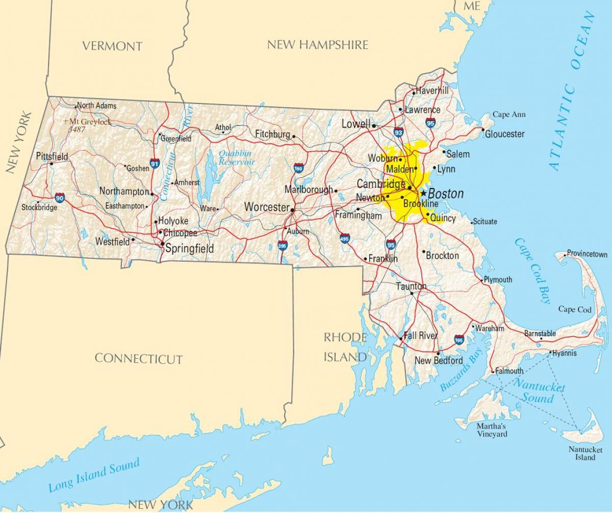 žemėlapis Bostonas, jav