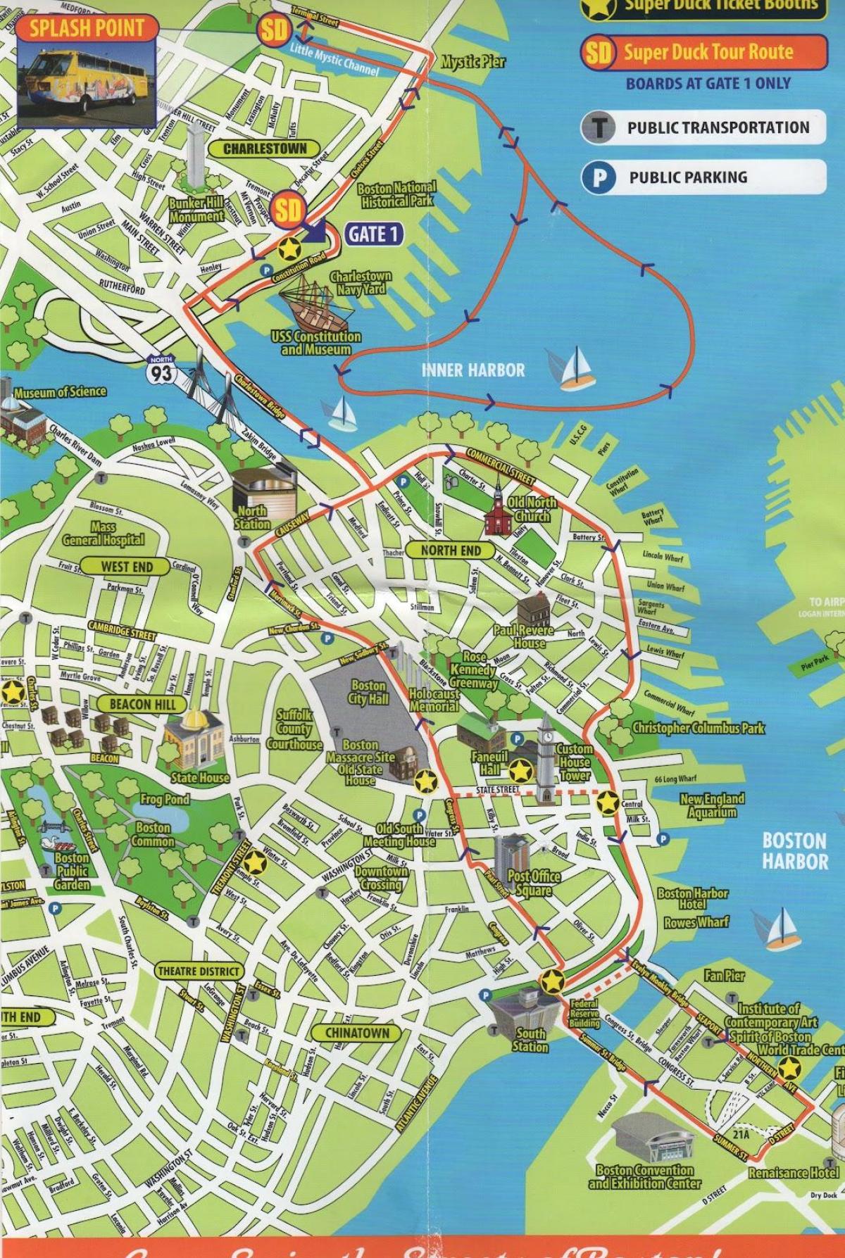 žemėlapis Bostono lankytinos vietos