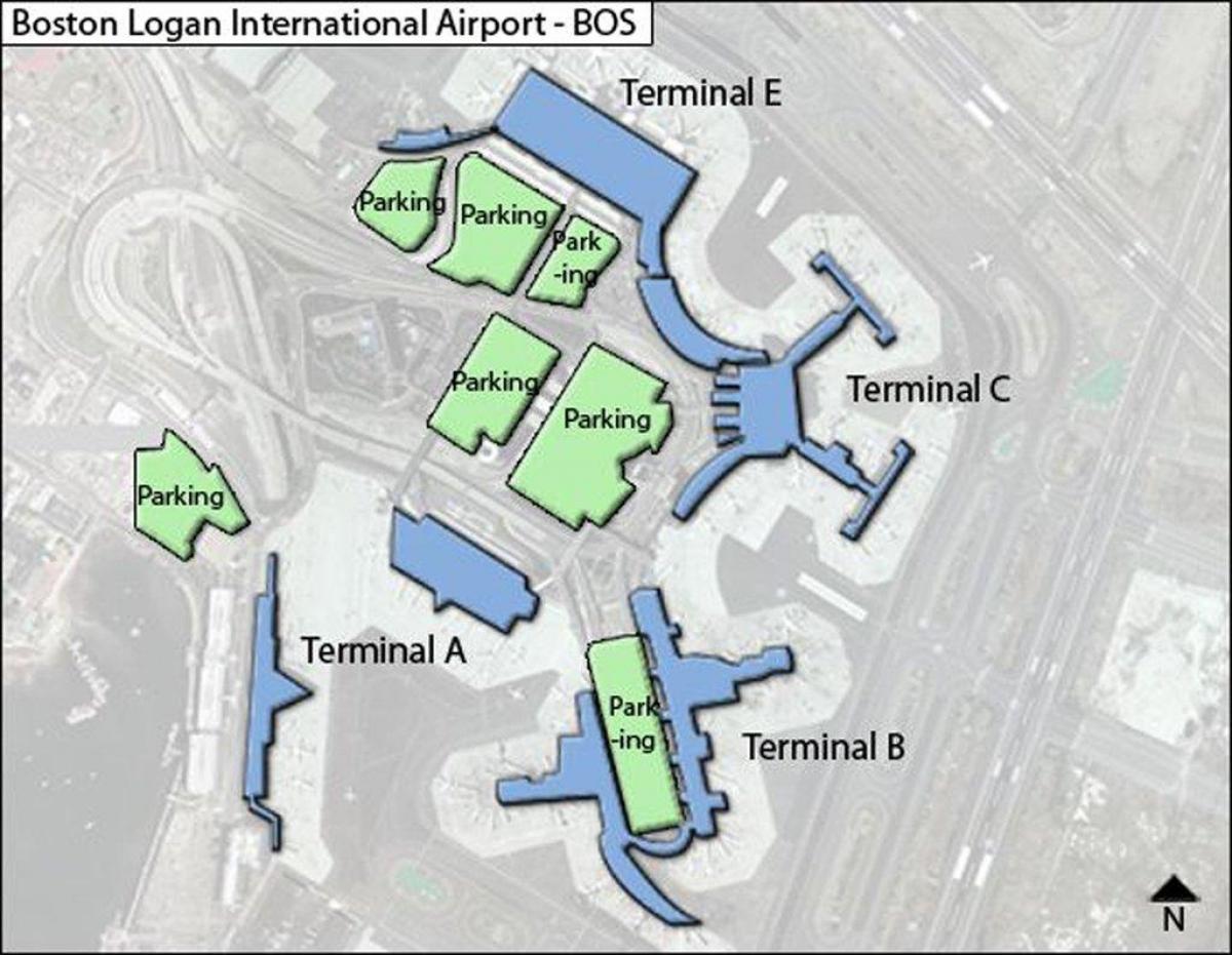 žemėlapis iš Bostono Logano oro uostą