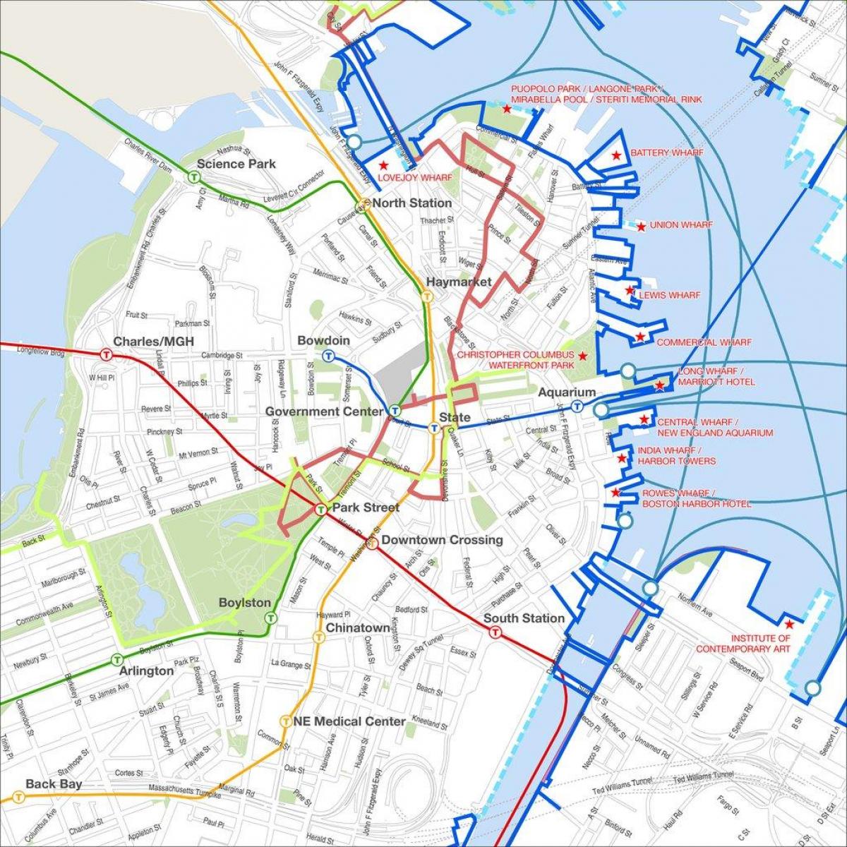 Bostono ekskursija žemėlapyje