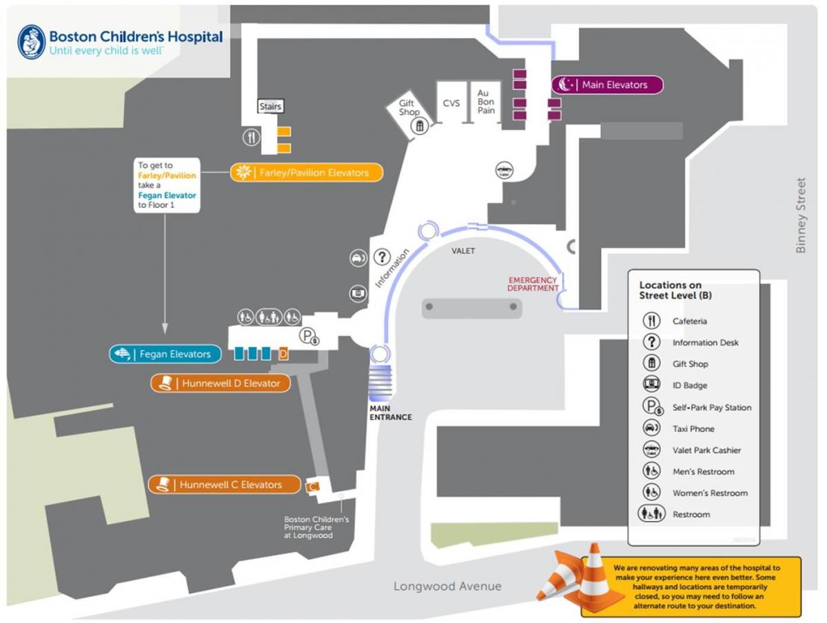 Vaikų Ligoninės Bostone žemėlapyje