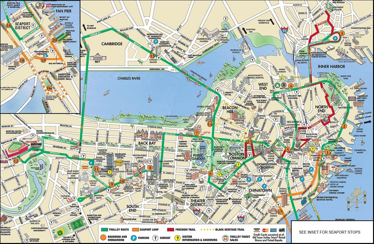Bostono " trolley tours žemėlapyje