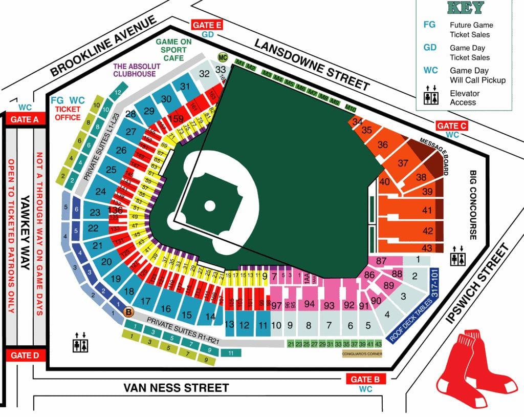 Fenway sėdynės žemėlapyje