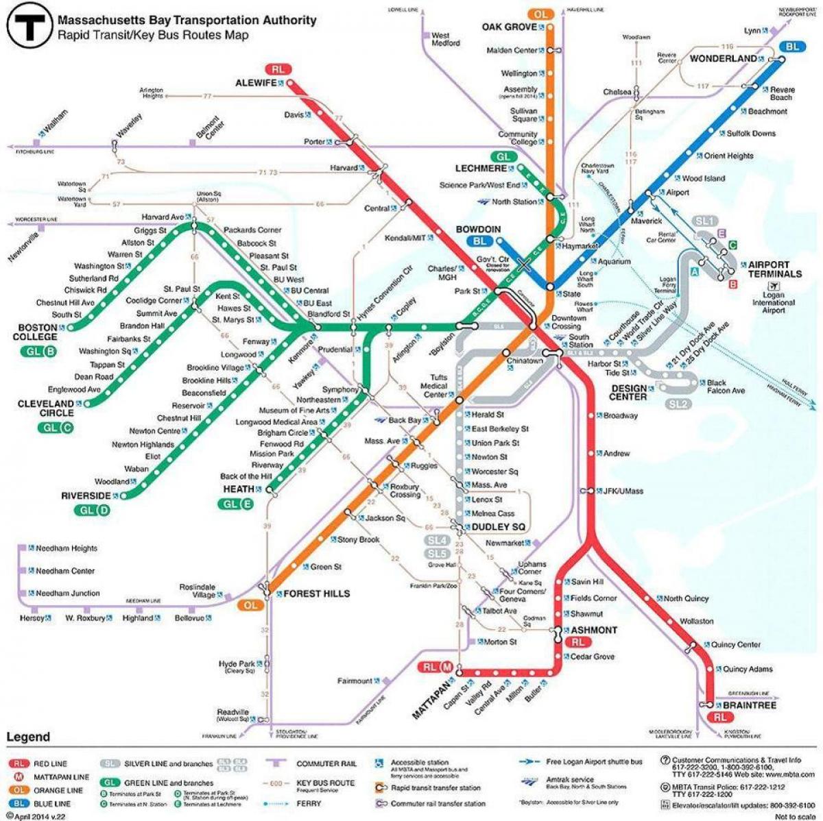 MBTA Bostono žemėlapyje