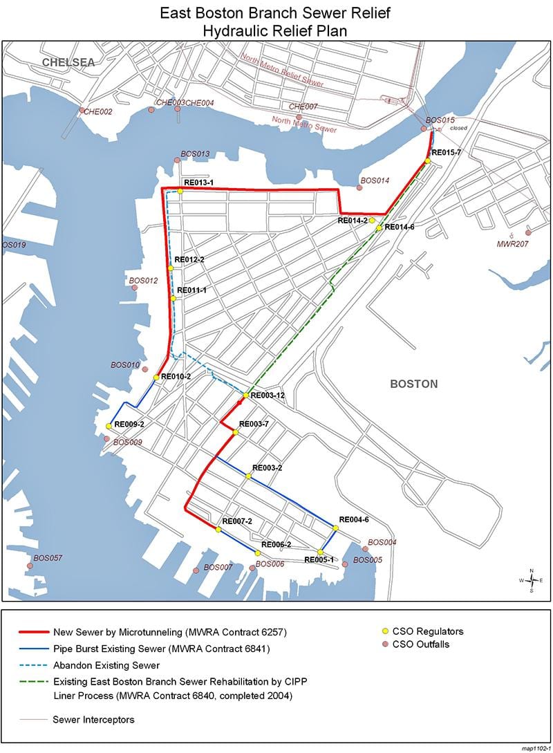 žemėlapis rytų Bostonas