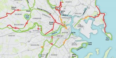 Žemėlapis Bostono dviratį