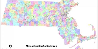 Pašto kodas žemėlapis Boston