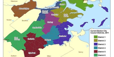 Žemėlapis Bostono apylinkėse