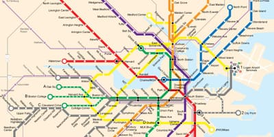 Bostono viešojo transporto žemėlapis