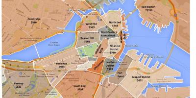 Miestas Boston zonų žemėlapį