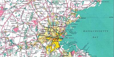 Žemėlapis didesnis Boston srityje