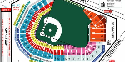 Fenway sėdynės žemėlapyje