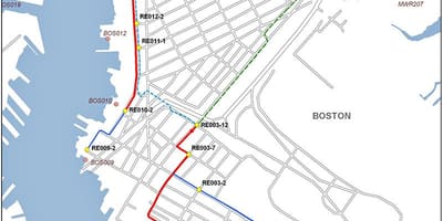 Žemėlapis rytų Bostonas